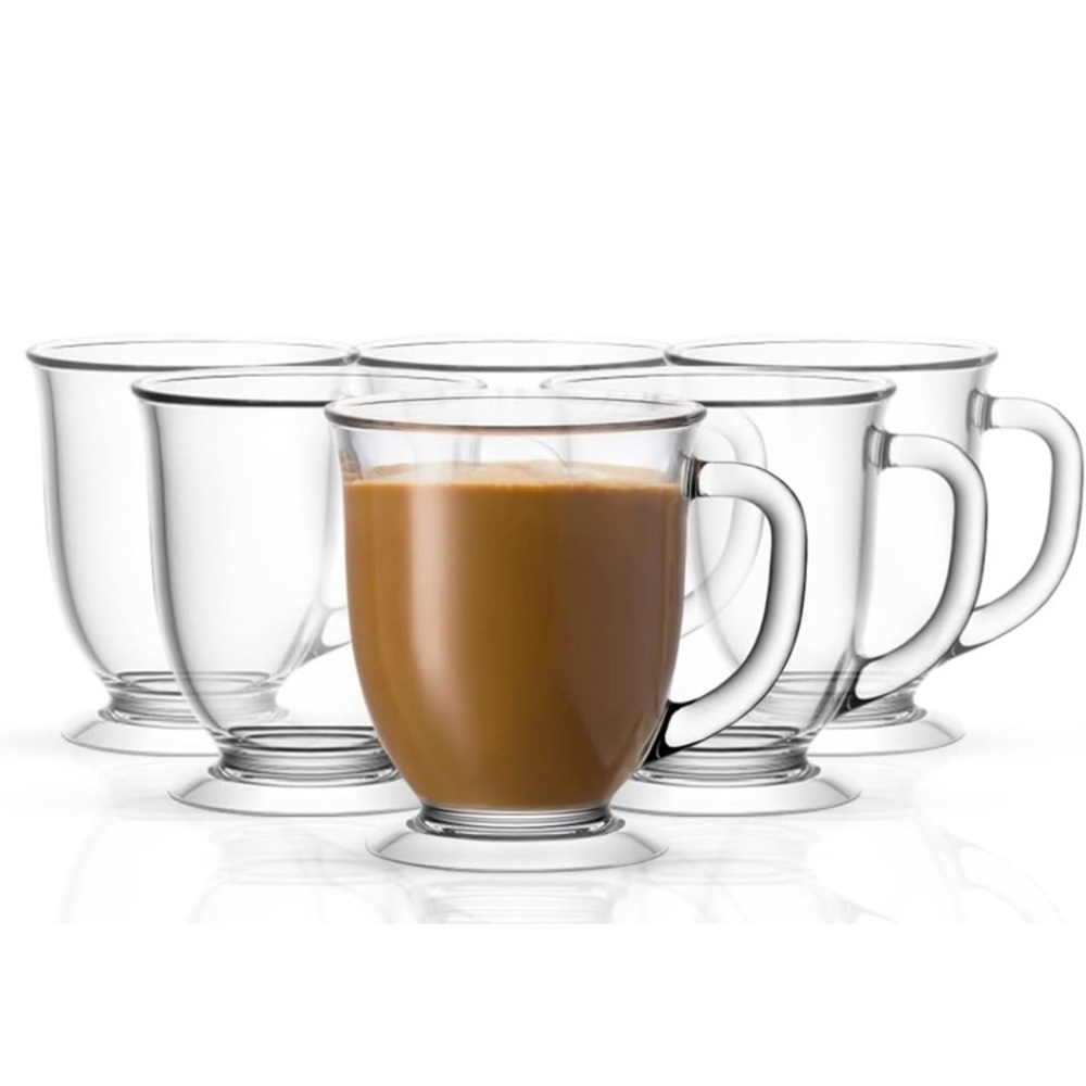 Set of 6 glass coffee/cappuccino mugs